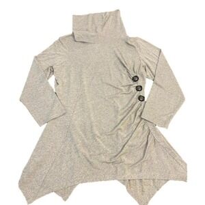 Indigo Soul Women's Tunic Cowl Neck Taupe Asymmetrical Sweater Size‎ 2X Dress
